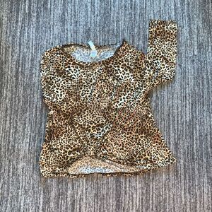 Cacia‎ Women’s Size Medium Animal Print Front Twist Top Tan Black Safari Blouse
